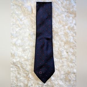HALSTON III Vintage Men's Blue Necktie With Red Polka Dots